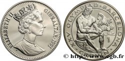 GIBRALTAR 1 Crown Proof 25e Jeux Olympique de Barcelone : Elisabeth II / boxeurs 1991