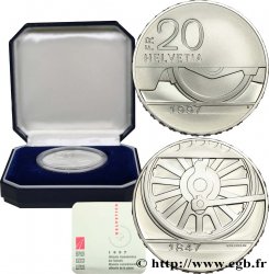 SWITZERLAND 20 Francs Proof 150e anniversaire des Chemins de Fer Suisses 1997 Berne