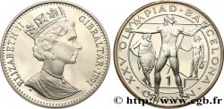 GIBRALTAR 1 Crown 25e Jeux Olympique de Barcelone : Elisabeth II / lanceurs de javelot 1991