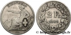 SUISSE 2 Francs Helvetia 1863 Berne