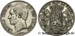 BELGIQUE 5 Francs Léopold Ier tête nue 1865