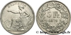 SUISSE 5 Francs Helvetia assise 1874 Bruxelles