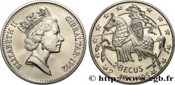 GIBRALTAR 2,8 Ecus - 2 Pounds Proof Elisabeth II / chevalier 1992 Pobjoy Mint