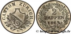 SWITZERLAND - CANTON OF ZÜRICH 2 Rappen 1842  MS