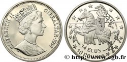 GIBRALTAR 14 Ecus - 10 Pounds Proof Elisabeth II / chevalier 1991  FDC