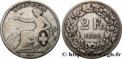 SUISSE 2 Francs Helvetia 1862 Berne