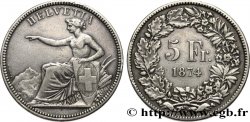 SUISSE 5 Francs Helvetia assise 1874 Berne