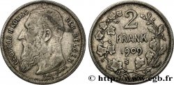 BELGIQUE 2 Frank (Francs) Léopold II légende flamande 1909