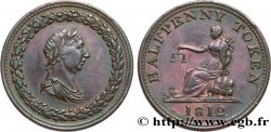 BRITISH TOKENS OR JETTONS 1/2 Penny buste de Georges III lauré 1812 