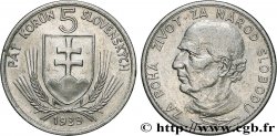 SLOVACCHIA 5 Korun emblème de la Slovaquie / le prêtre Andrej Hlinka chef du Parti slovaque du peuple 1939