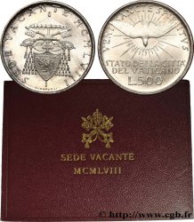 VATICANO Y ESTADOS PONTIFICIOS 500 Lire Sede Vacante Colombe et armes du cardinal Benedetto Aloisi Masella 1958 Rome - R