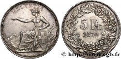 SUIZA 5 Francs Helvetia assise 1874 Bruxelles