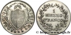 SUISSE - CANTON OF TICINO 1 Mezzo Franco (1/2 Franc) 1835  AU