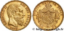 INVESTMENT GOLD 20 Francs Léopold II 1877 Bruxelles