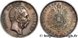 ALLEMAGNE - SAXE 5 Mark roi Albert de Saxe 1875 Muldenhütten - E