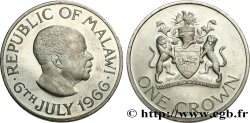 MALAWI 1 Crown Proof Hastings Kamuzu Banda / emblème 1966