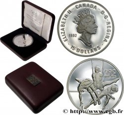 CANADA 15 Dollars BE Elisabeth II / Jeux Olympiques, saut en hauteur, anneaux, patin de vitesse 1992 