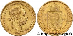 HUNGARY 10 Francs or ou 4 Forint, 2e type François-Joseph Ier 1885 Kremnitz