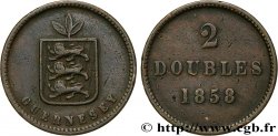 GUERNSEY 2 Doubles armes du baillage de Guernesey 1858