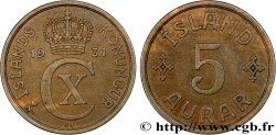 ISLANDE 5 Aurar Christian X 1931 Copenhague TTB+
