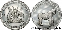 UGANDA 1000 Shillings Proof série Gorilles d’Afrique : emblème / gorille debout 2003