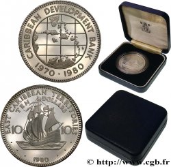 TERRITOIRES BRITANNIQUES DES CARAÏBES 10 dollars Proof 1980  BE