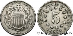 ESTADOS UNIDOS DE AMÉRICA 5 Cents bouclier variété sans rayons entre les étoiles 1867 Philadelphie BC+