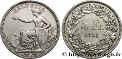 SWITZERLAND - CONFEDERATION 5 Francs Helvetia assise 1851 Paris