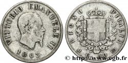 ITALIE 50 Centesimi Victor Emmanuel II type à l’écu 1863 Milan