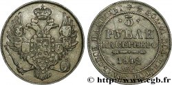 RUSSIA - NICHOLAS I 3 Roubles en platine  1842 Saint-Pétersbourg XF