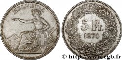 SUISSE 5 Francs Helvetia assise 1874 Bruxelles