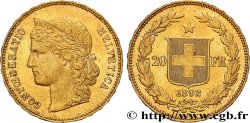 INVESTMENT GOLD 20 Francs Helvetia 1892 Berne