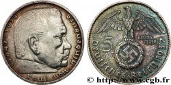 ALLEMAGNE 5 Reichsmark Maréchal Paul von Hindenburg 1937 Hambourg