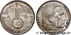 GERMANY 5 Reichsmark Aigle / Maréchal Paul von Hindenburg 1938 Hambourg