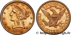 ÉTATS-UNIS D AMÉRIQUE 5 Dollars  Liberty  1881 Philadelphie