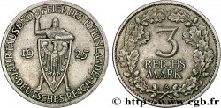 GERMANY 3 Reichsmark millénaire de la Rhénanie 1925 Berlin