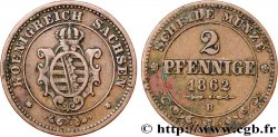 GERMANY - SAXONY 2 Pfennige Royaume de Saxe, blason 1862 Dresde