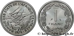 ÉTATS DE L AFRIQUE CENTRALE Essai de 1 Franc antilopes 1974 Paris SPL
