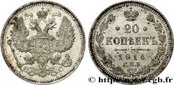 RUSIA 20 Kopecks aigle bicéphale 1914 Saint-Petersbourg