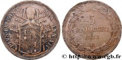 ITALIEN - KIRCHENSTAAT - PIE IX. Giovanni Maria Mastai Ferretti) 5 Baiocchi Pie IX an VII 1852 Rome