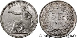 SUISSE 5 Francs Helvetia assise 1874 Bruxelles