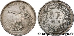 SUISSE 5 Francs Helvetia assise 1874 Bruxelles