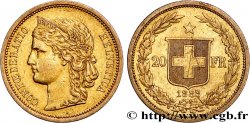 SUISSE 20 Francs buste diadémé d Helvetia 1883 Berne