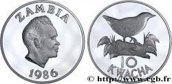 ZAMBIE 10 Kwacha Proof  Râle à miroir 1986  FDC