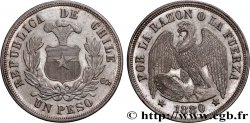 CHILE 1 Peso emblème / condor 1880 Santiago - S°