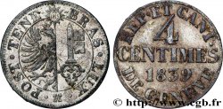 SUISSE - RÉPUBLIQUE DE GENÈVE 4 Centimes - Canton de Genève 1839  TTB