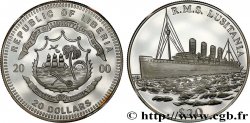 LIBERIA 20 Dollars Proof Paquebot Lusitania 2000 