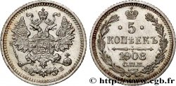 RUSSIE 5 Kopecks aigle bicéphale 1908 Saint-Petersbourg