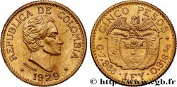 COLOMBIA 5 Pesos Simon Bolivar 1929 Medellin