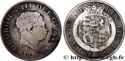 ROYAUME-UNI 1/2 Crown Georges III type à la petite tête / emblème 1818